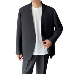 Spring new cool collarless design a button loose casual suit