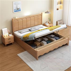 European solid wood bed modern simple master bedroom double bed soft and hard white bed high box storage bed wedding bed