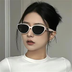 Cat-eye sunglasses for women, small face, high-end, sun protection, UV protection, square white frame polarized sunglasses