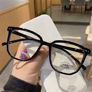 Japanese ultra-light black frame glasses for men with big faces and thin faces, polygonal students can match degrees of anti-blue light myopia glasses
