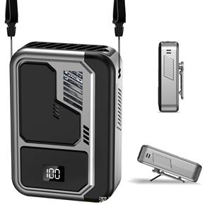 Waist hanging fan outdoor portable neck hanging fan mini digital display desktop handheld waist clip small fan